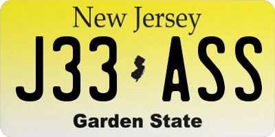 NJ license plate J33ASS