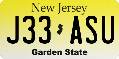 NJ license plate J33ASU