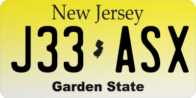 NJ license plate J33ASX