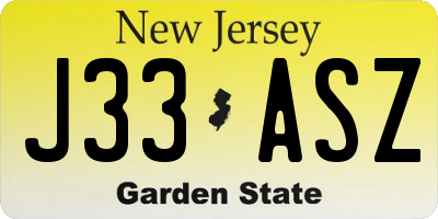 NJ license plate J33ASZ