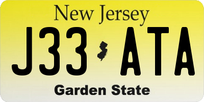NJ license plate J33ATA