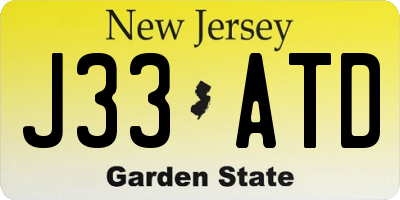 NJ license plate J33ATD