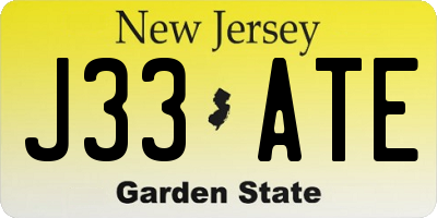 NJ license plate J33ATE
