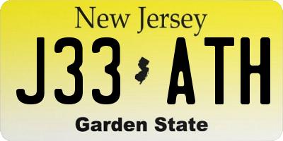 NJ license plate J33ATH