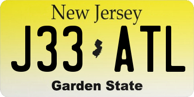 NJ license plate J33ATL