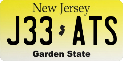 NJ license plate J33ATS