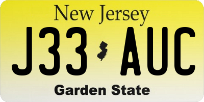 NJ license plate J33AUC