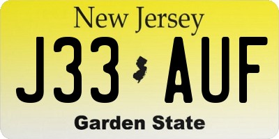 NJ license plate J33AUF
