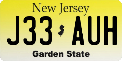 NJ license plate J33AUH