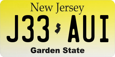 NJ license plate J33AUI