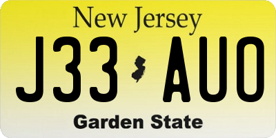 NJ license plate J33AUO