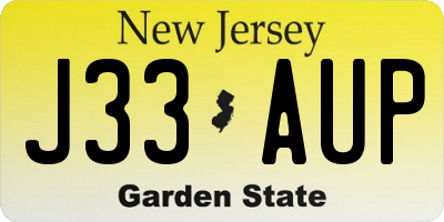 NJ license plate J33AUP