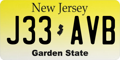 NJ license plate J33AVB