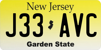 NJ license plate J33AVC
