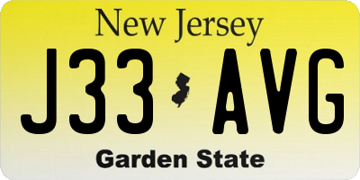 NJ license plate J33AVG