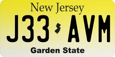 NJ license plate J33AVM