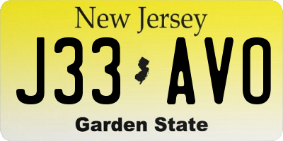 NJ license plate J33AVO