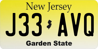 NJ license plate J33AVQ