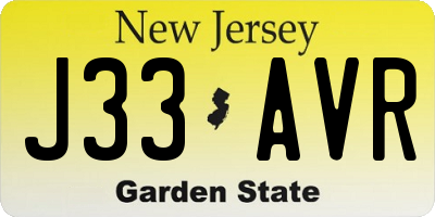NJ license plate J33AVR