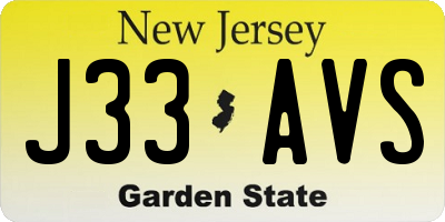 NJ license plate J33AVS