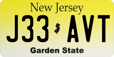 NJ license plate J33AVT