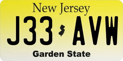 NJ license plate J33AVW