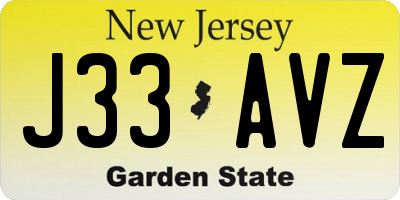 NJ license plate J33AVZ