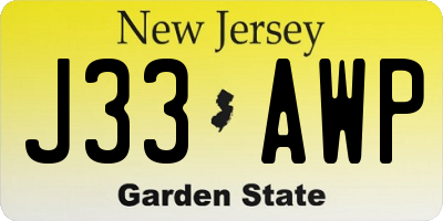 NJ license plate J33AWP