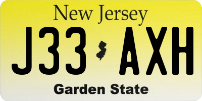 NJ license plate J33AXH