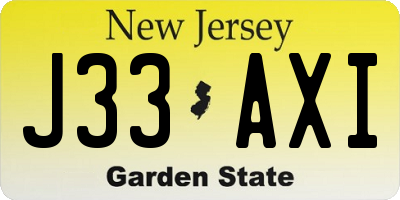 NJ license plate J33AXI