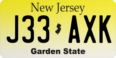 NJ license plate J33AXK