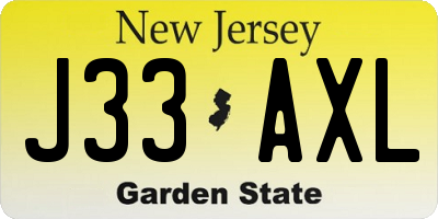 NJ license plate J33AXL