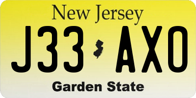 NJ license plate J33AXO