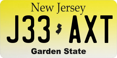 NJ license plate J33AXT