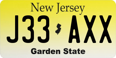 NJ license plate J33AXX