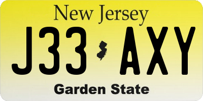 NJ license plate J33AXY