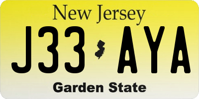 NJ license plate J33AYA