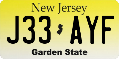 NJ license plate J33AYF