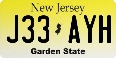 NJ license plate J33AYH