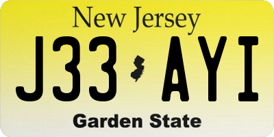 NJ license plate J33AYI