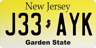 NJ license plate J33AYK