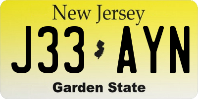 NJ license plate J33AYN