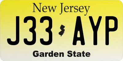 NJ license plate J33AYP