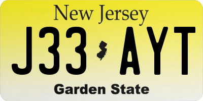 NJ license plate J33AYT