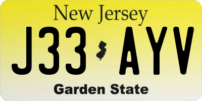 NJ license plate J33AYV