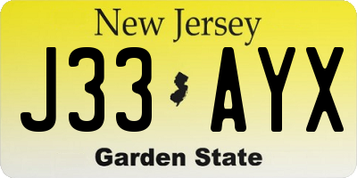 NJ license plate J33AYX