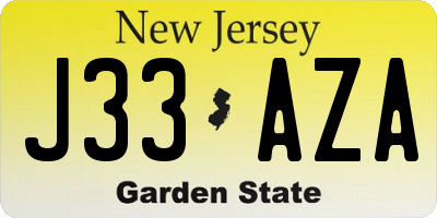 NJ license plate J33AZA