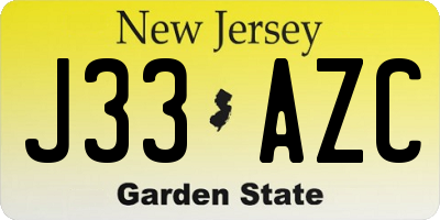 NJ license plate J33AZC