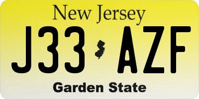 NJ license plate J33AZF