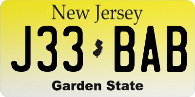 NJ license plate J33BAB